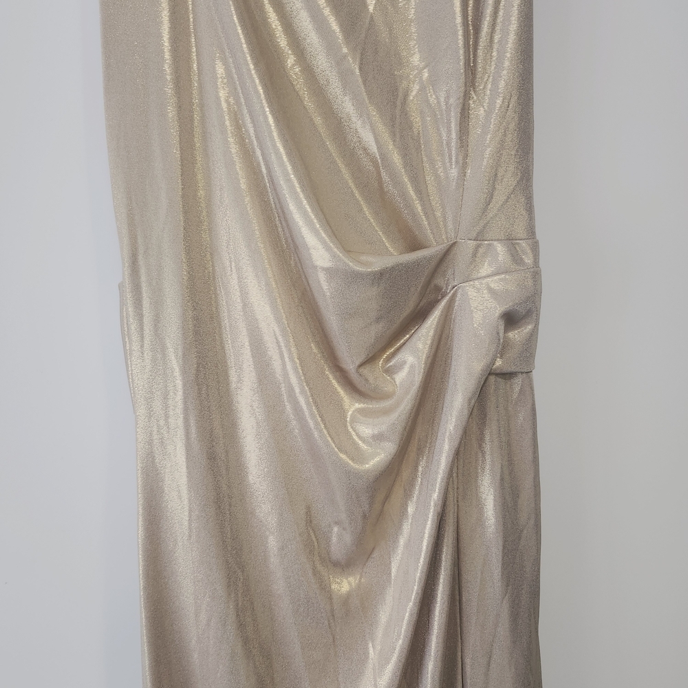 NWT Halston Heritage Gold Metallic Draped Gown Size Small - Picture 4 of 10